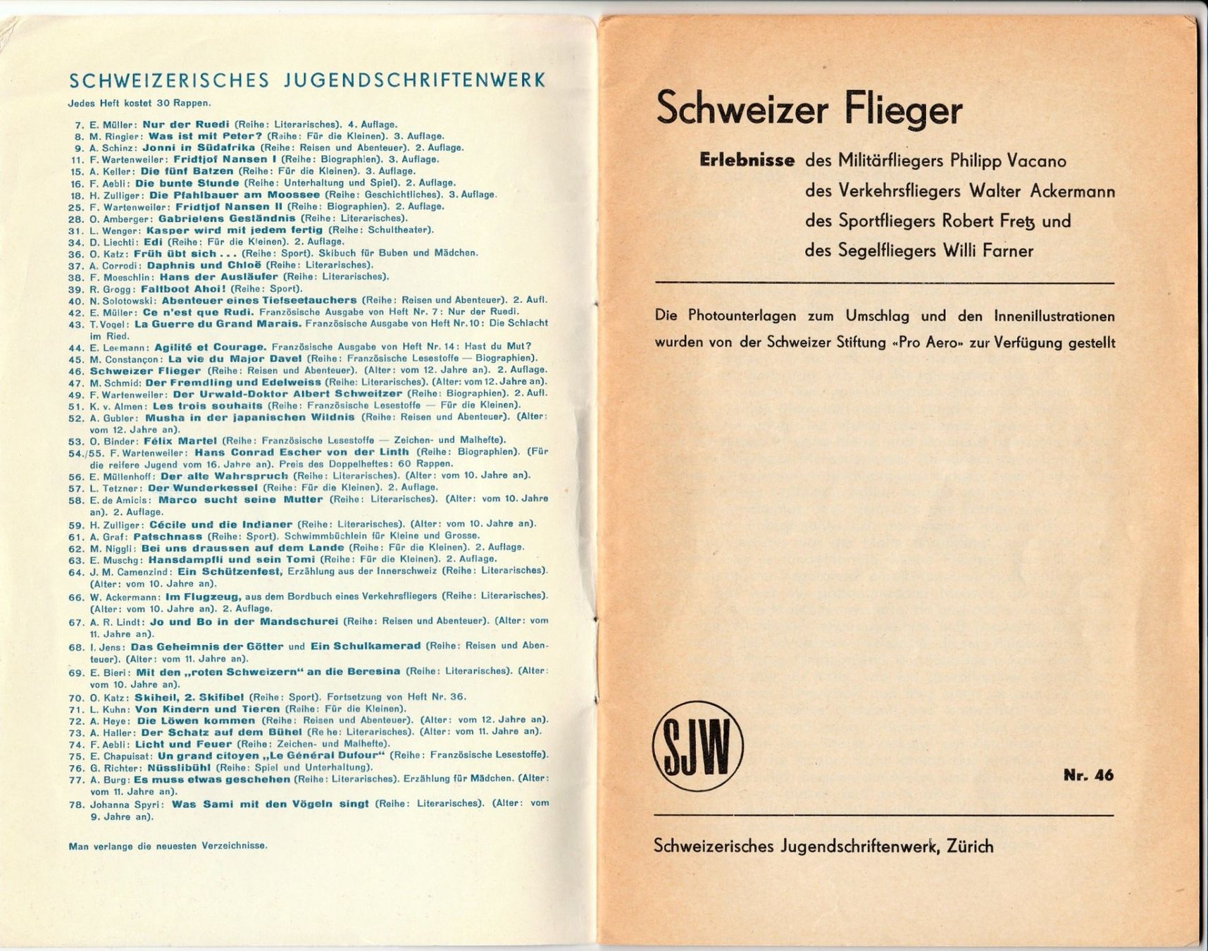 Zeitschriften & Magazine: Schweizer Flieger von SJW Nr. 46 – Gebraucht aus Fällanden von Blausegelfliege 1