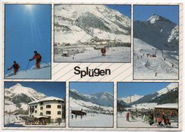 SPLÜGEN an der San Bernardino-Strasse, Skilift, Skifahrer
