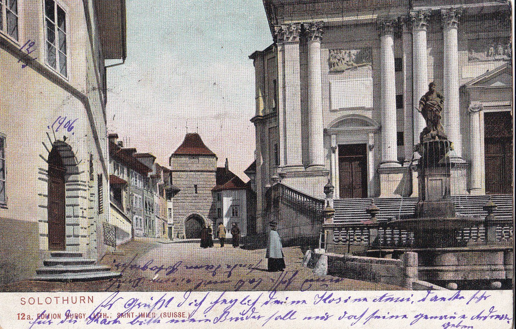 Cartoline postali: Solothurn Teilansicht mit Baseltor – Usato da Olten venduto da clotaldi