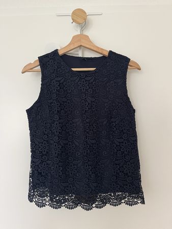 Embroidery top, dark blue