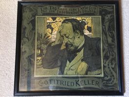 seltene antike Litho, Gottfried Keller