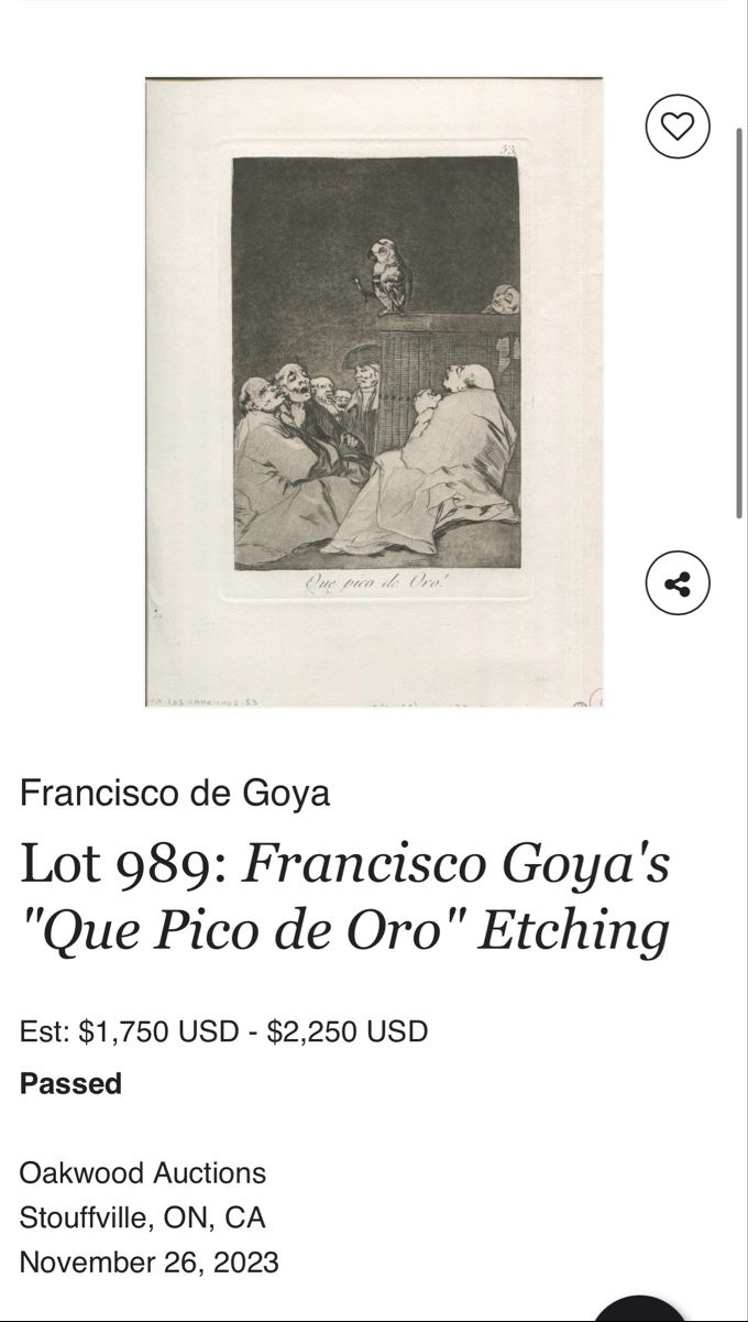 Foto & Immagini: Francisco Goya's "Que Pico de Oro" – Usato da Solothurn venduto da NUVICO 4