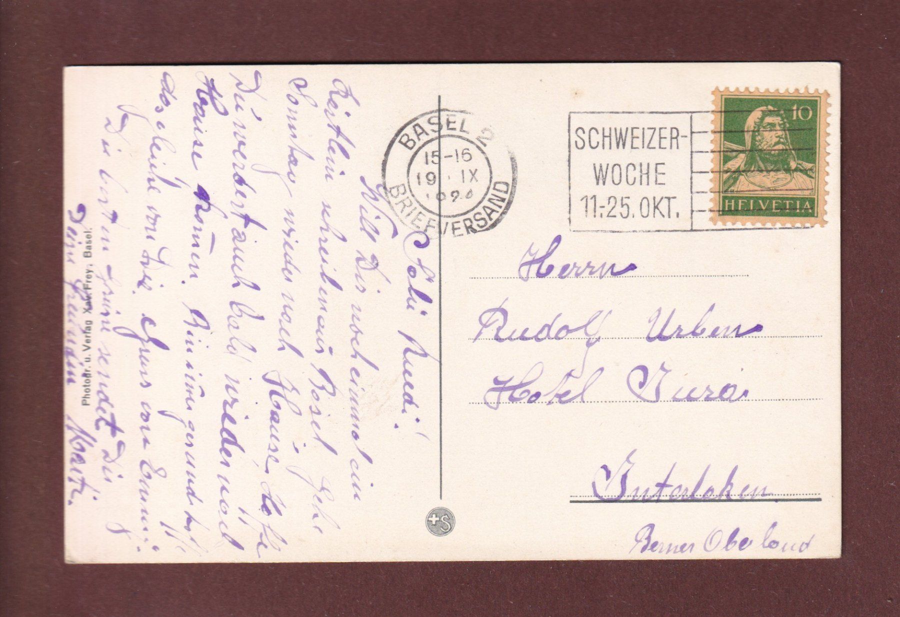 Ansichtskarten: BASEL - Bahnhofplatz - 1924 – Gebraucht aus Pully von nicecards 1