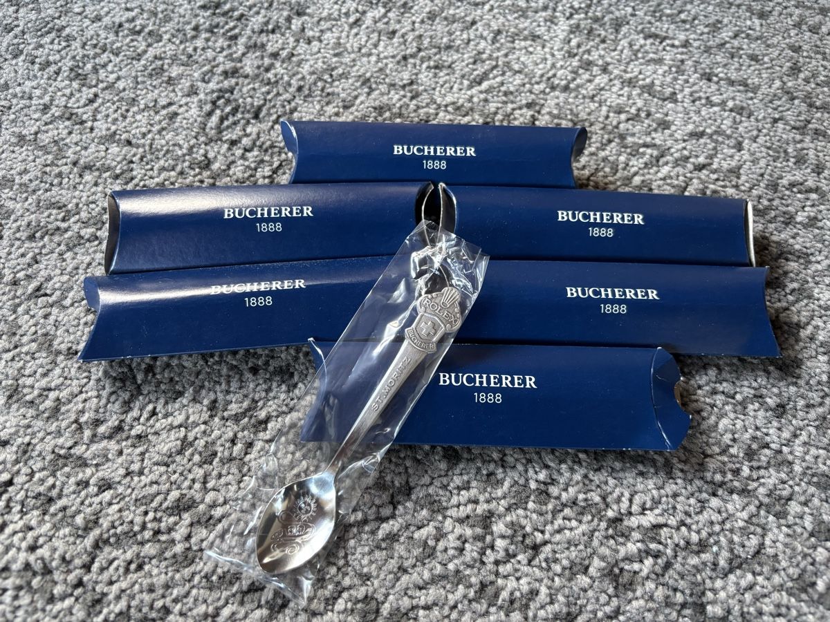 Cucchiai: Rolex Bucherer St. Moritz Löffeli – Nuovo e nell'imballaggio originale da Champfèr venduto da MangoMangi
