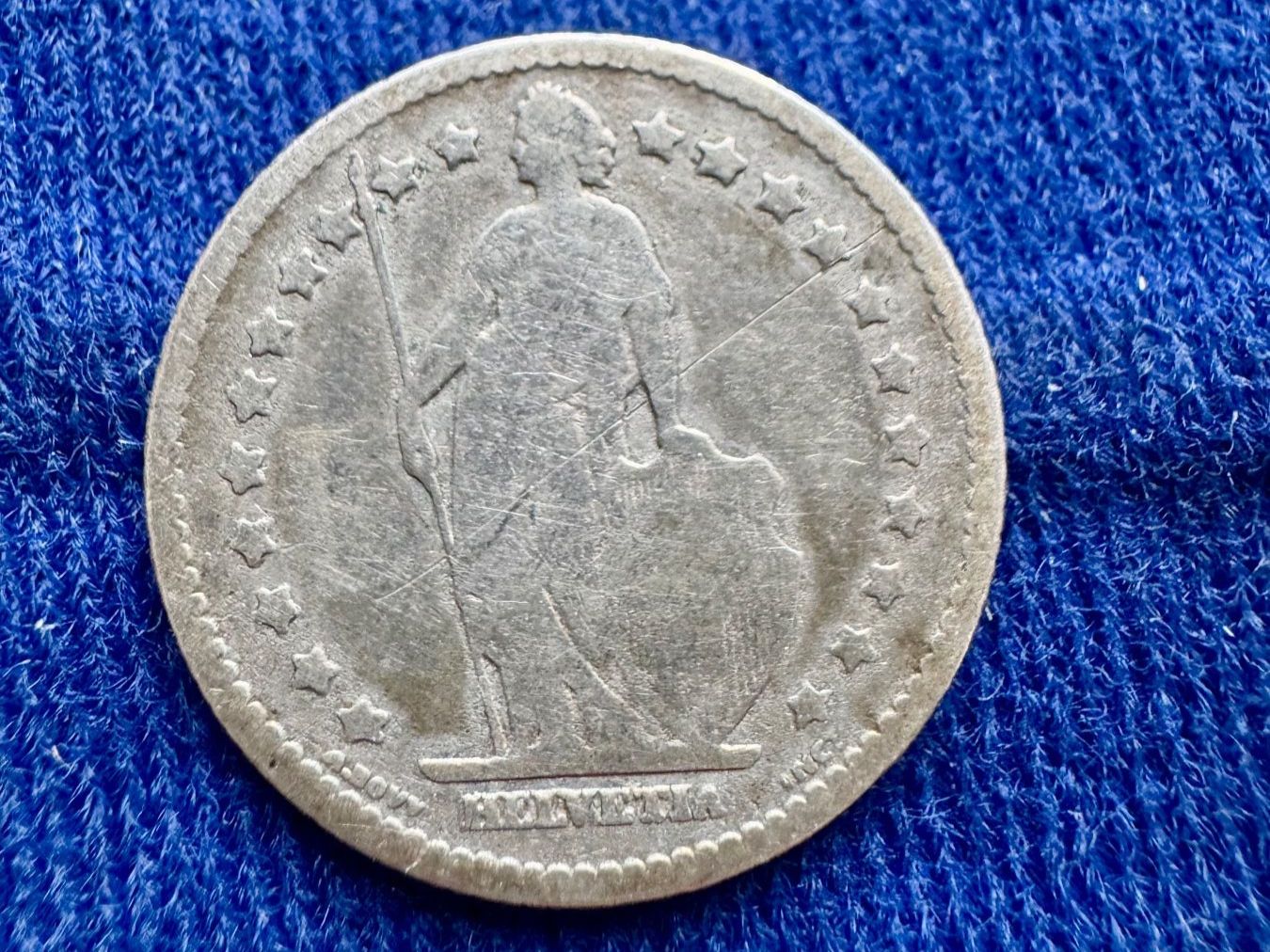 Tutti le monete: 1 Fr 1875 Silbergeld stark abgenutzt – Usato da Waldstatt venduto da Mucu 1