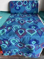60-70 er Stoff mit Muster blau/gruen/lila Breite 135cm Neu