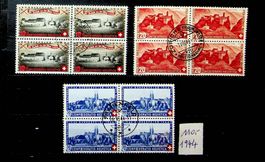PRO PATRIA  3 BLOCS DE 4 OBLITÉRÉ 1944. SBK 110.00 /S509