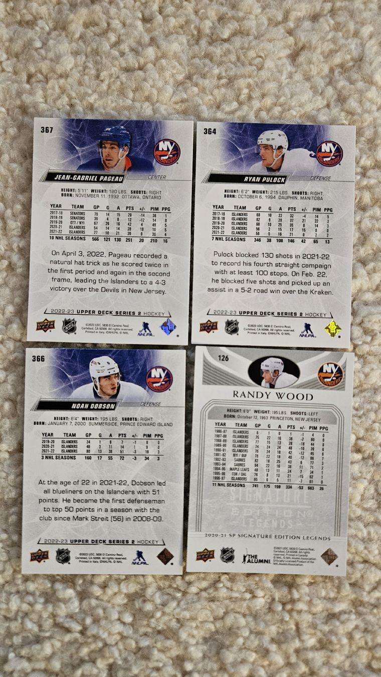 Carte collezionabili: ISLANDERS-PULOCK,PAGEAU,DOBSON,WOOD – Nuovo (secondo la descrizione) da Boltigen venduto da Calagero 1