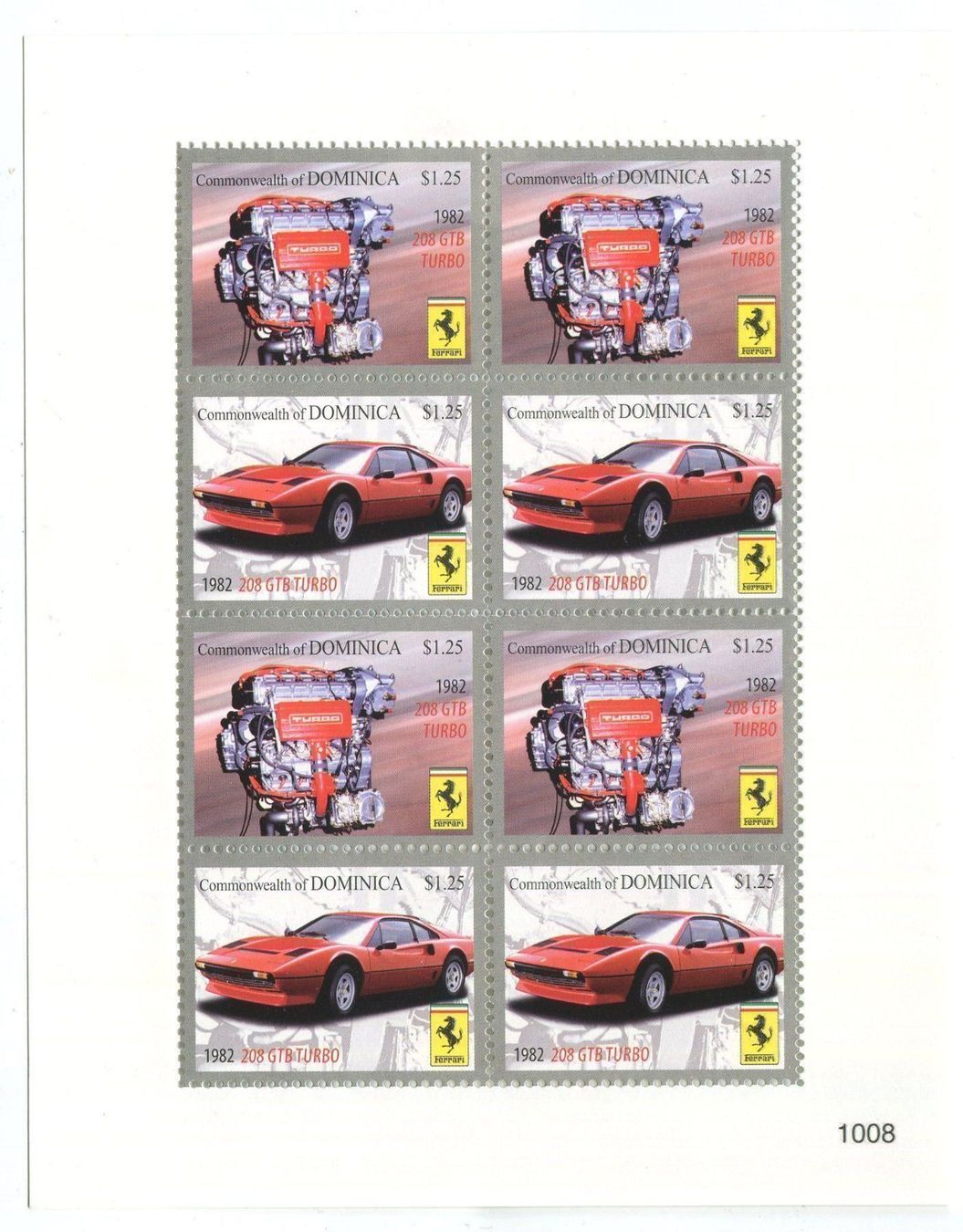 Tutti i francobolli: Block "Ferrari". Dominica. – Nuovo e nell'imballaggio originale da Basel venduto da Butsch5