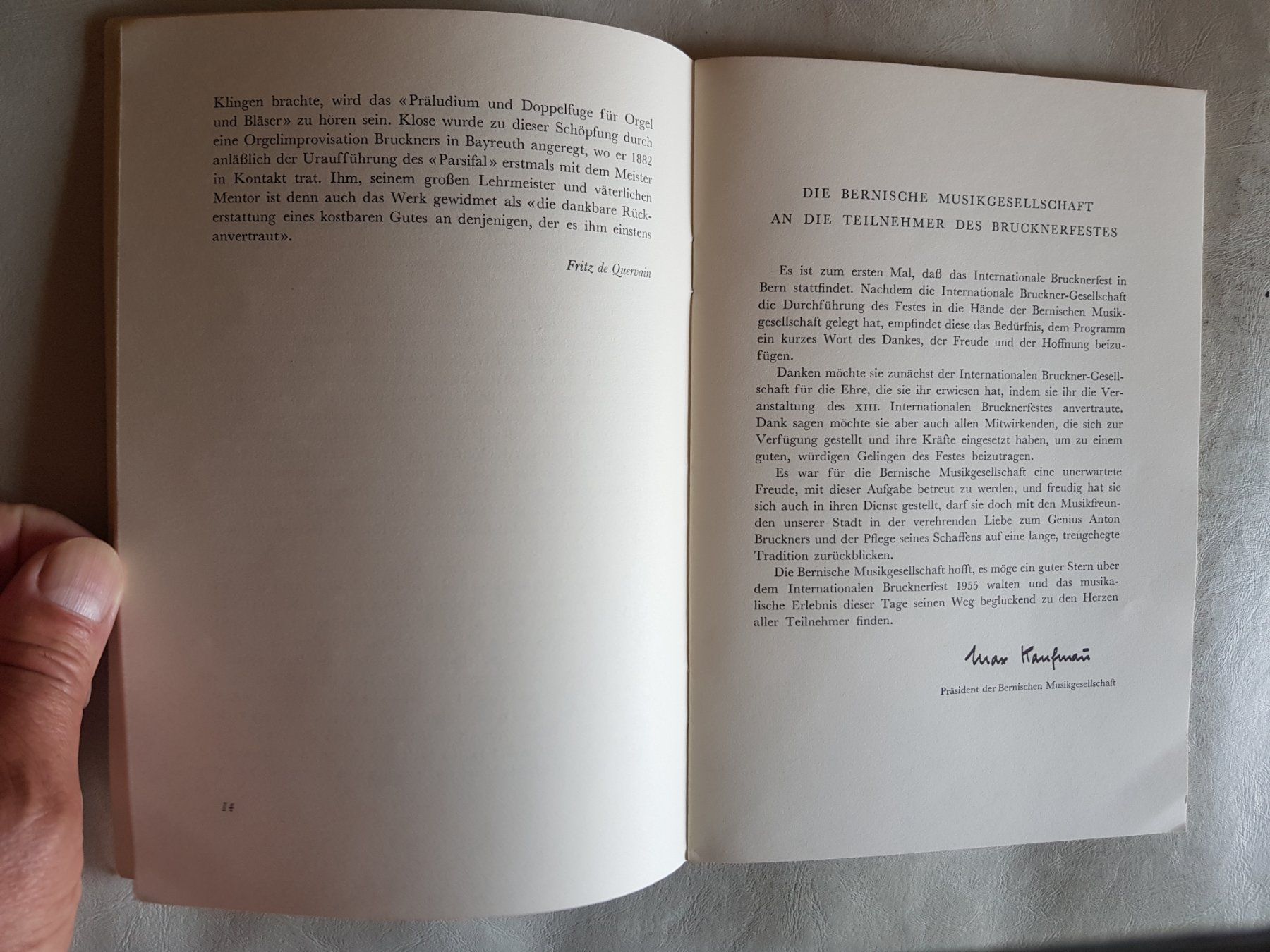 Documenti: 13. Int. Bruckner Fest Bern 1955 Programmheft – Usato da Walterswil BE venduto da Lonitti 4