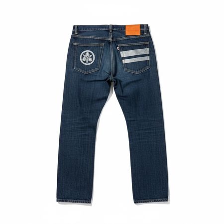 Jean Selvedge Droit Momotaro Jeans Indigo Délavé - W32 #P13