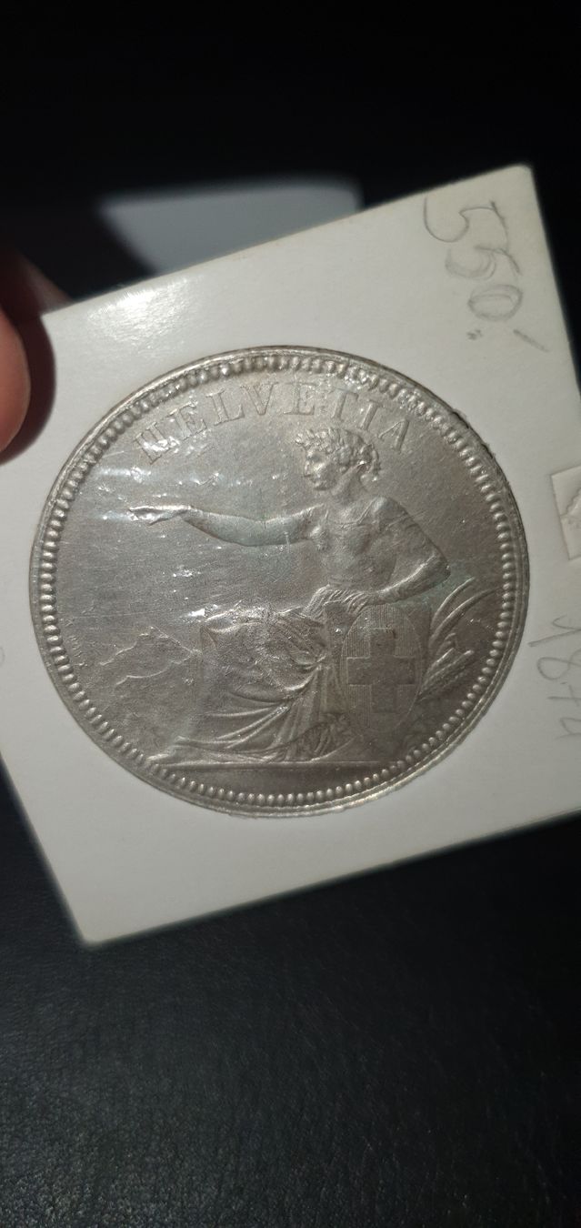 Tutti le monete: 5 Fr. 1874 Helvetia sitzend ss-vorz – Usato da Baden venduto da chris94 3