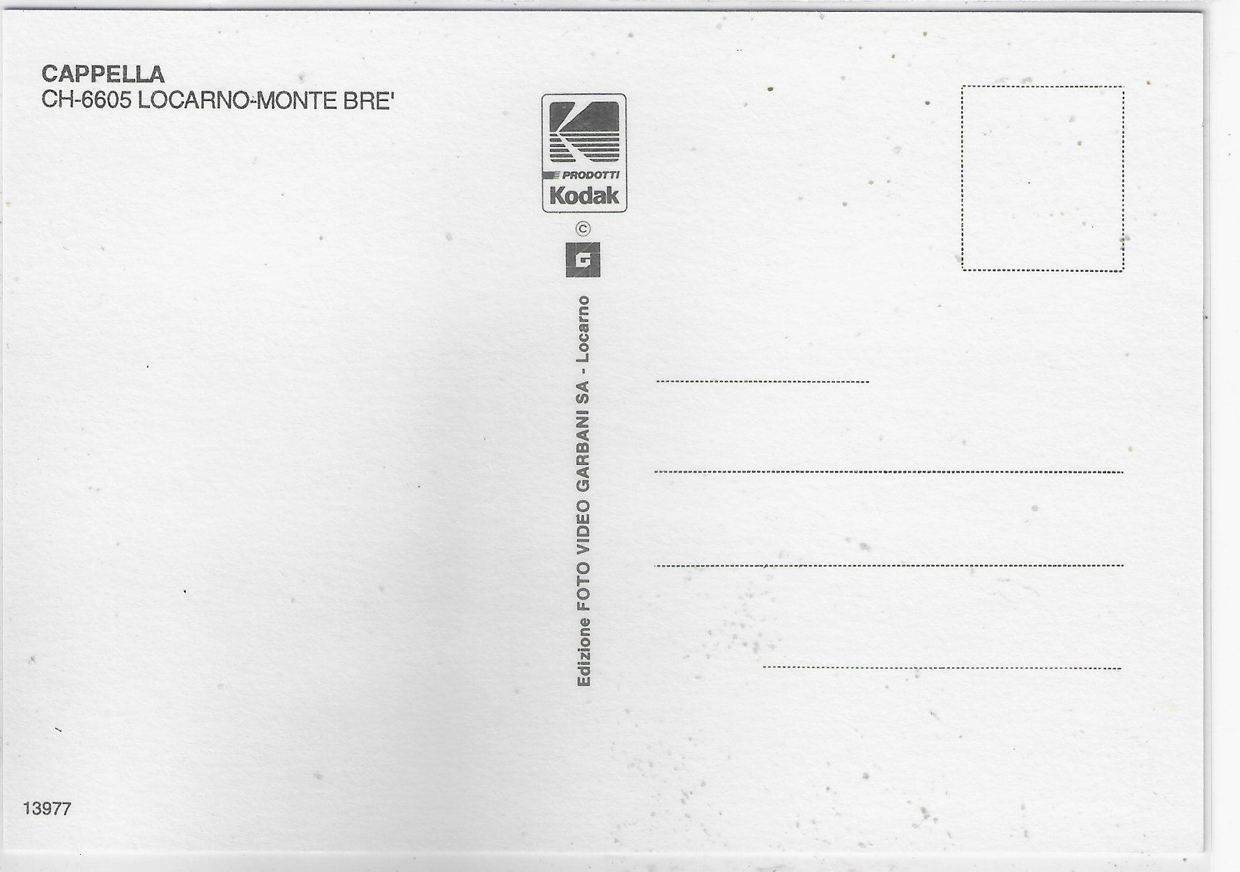Cartoline postali: Capella - Locarno-Monte Bre' – Usato da Ettingen venduto da Kartenplanet 1