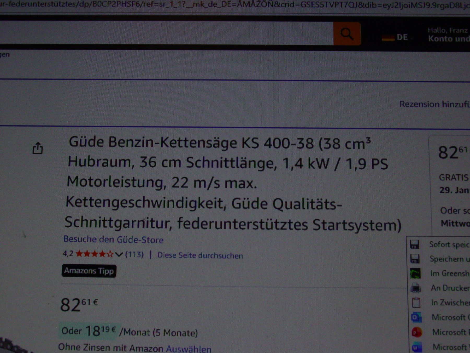 Seghe: Benzin-Kettensäge – Nuovo e nell'imballaggio originale da Oberwil ( Dägerlen) venduto da holzher54 3