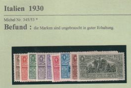 Italien-1930,Nr.345/53  ungebraucht * mit sauberen Erstfalz