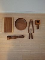 Set mit 6 Vintage Holz Küchenutensilien (Nussknacker etc.)