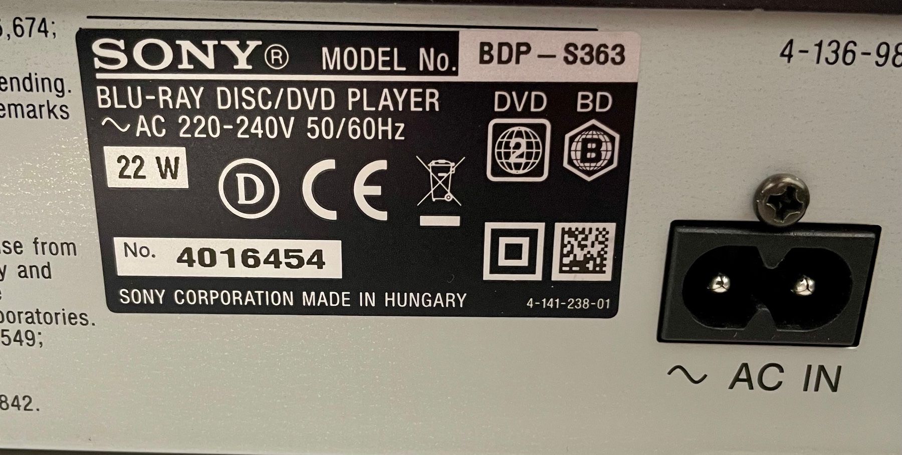 Sony Lettore multimediale & Streamer: Sony Bluray Player BDP-S363 – Usato da Niederdorf venduto da LeptonAG 3