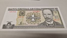 Original 1 Peso Geldschein aus Cuba, Jahr 2002, Top