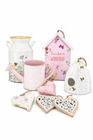 Deko Set Garten Giesskannen-Topf Vogelhaus Herzen Neu