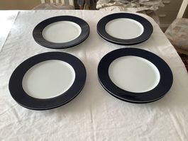 IKEA Teller, 8 Stk, Dunkelblau, Weiß Top Zustand!