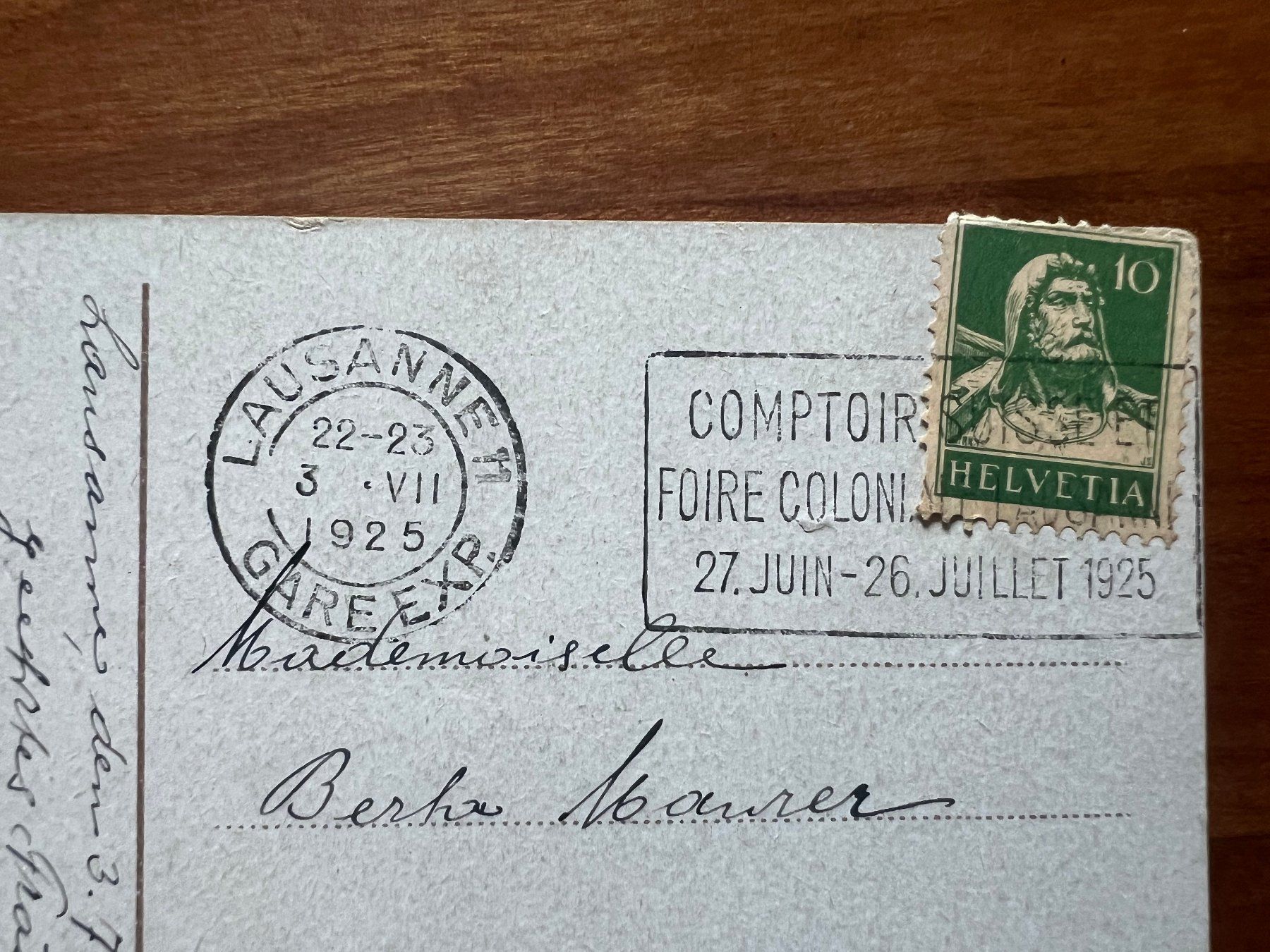 Ansichtskarten: AK    1925   Lausanne   (G1823) – Gebraucht aus Hinwil von Sidi4 1