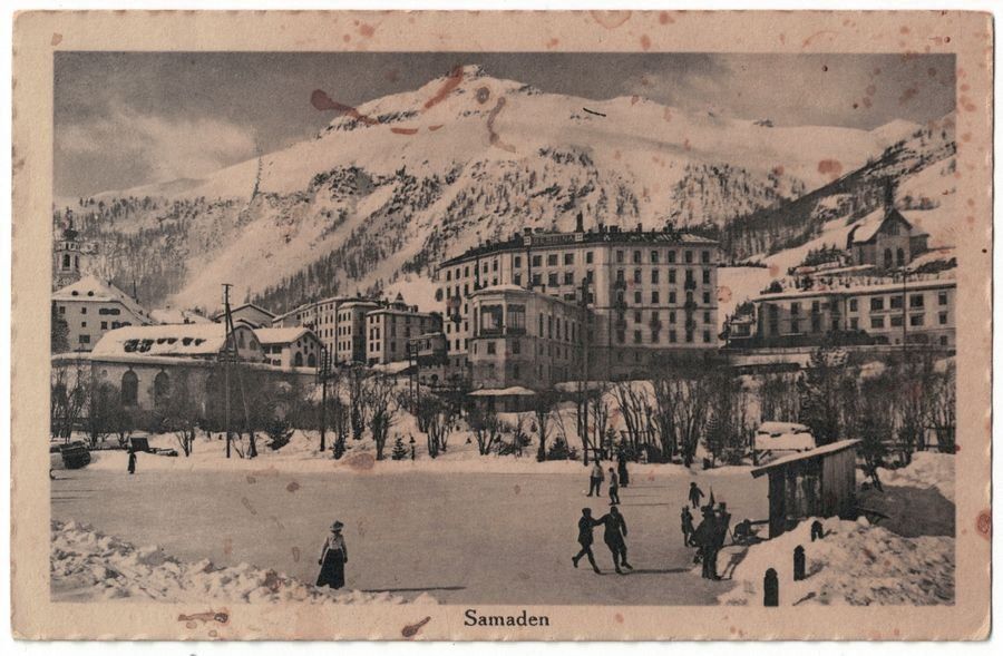 Cartoline postali: Samaden, Eisfeld, Feldpost 1915 – Usato da Frauenfeld venduto da POML
