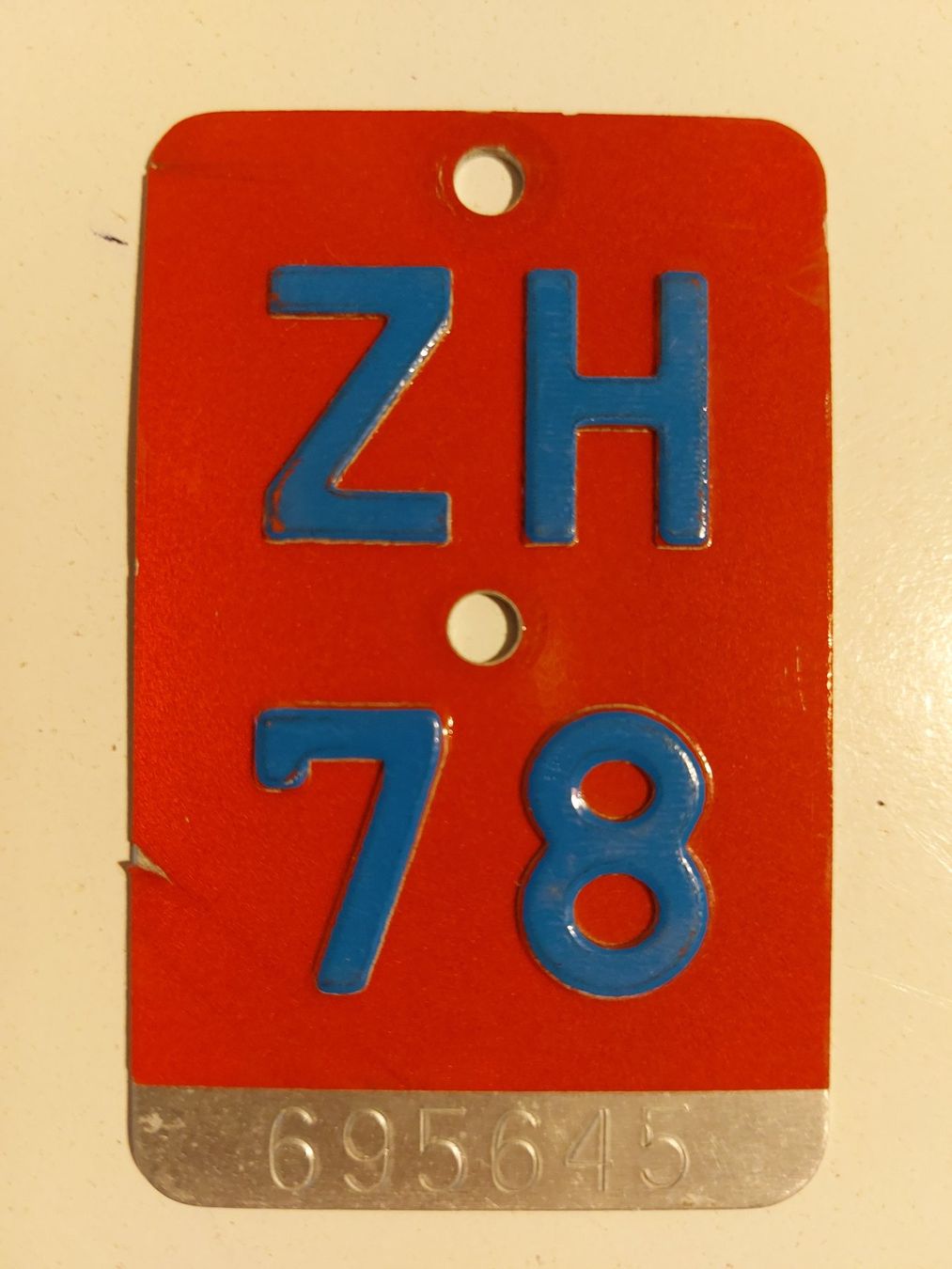Sachs Schilder: Velonummer ZH 78 plaque Velo – Gebraucht aus Schenkon von Uhu007
