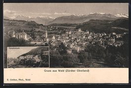 Wald, Sanatorium, Totalansicht mit Kirch