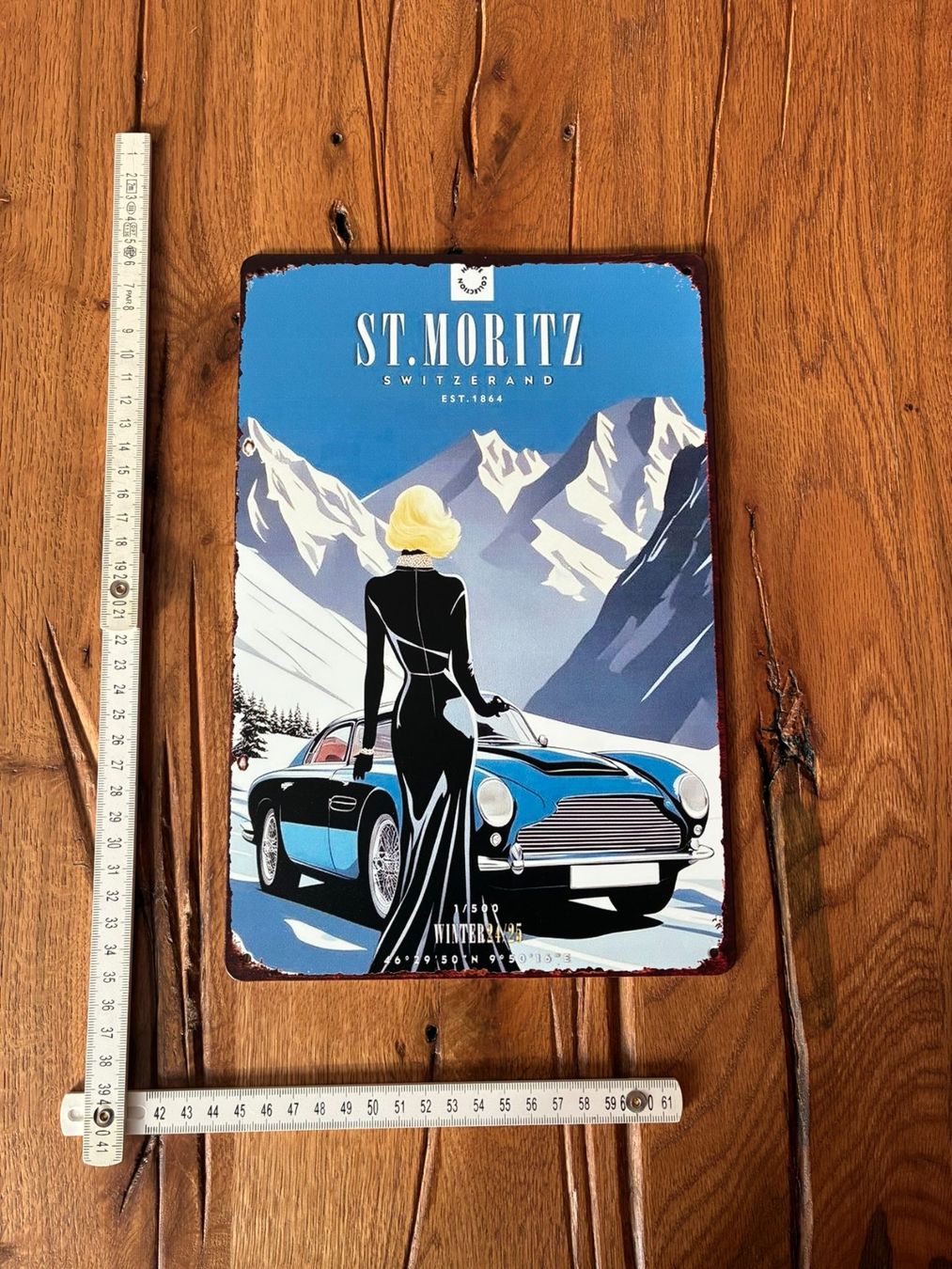 Insegne: St. Moritz - schönes Retro Blechschild - Winter 1924/1925 – Nuovo e nell'imballaggio originale da Bremgarten AG venduto da Eurotiz 1
