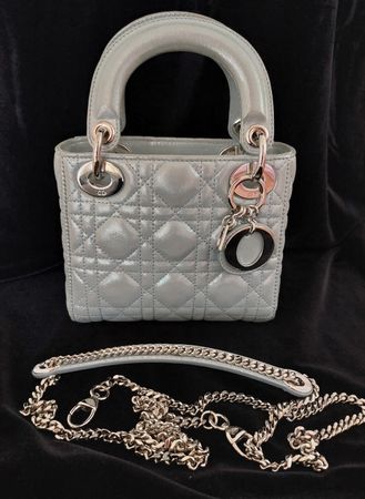 Christian Dior Lady Dior Mini. Himmelblau Sehr guter Zustand