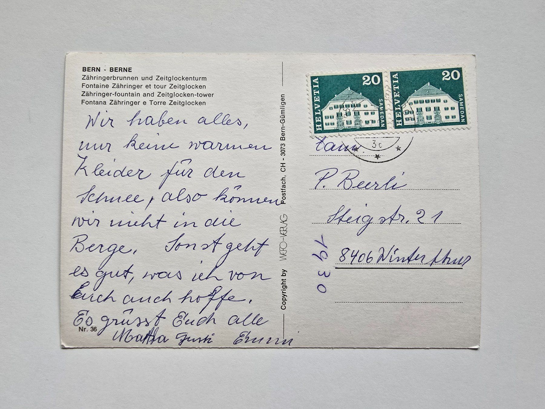 Cartoline postali: AK Alte Postkarte Bern – Usato da Dättlikon venduto da Wundertuete_ 1