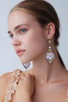 Unikat Acrylharz Ohrringe Blumen & echte Opal Steine NEU