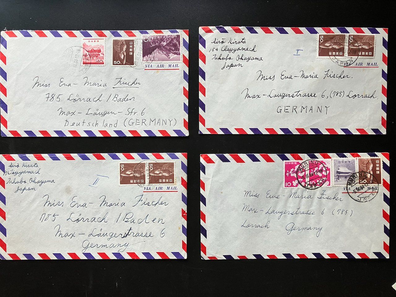 Tutti i francobolli: 12 Luftpostbriefe Japan 1954-84 plus Block – Usato da Nesslau venduto da zueri6 2