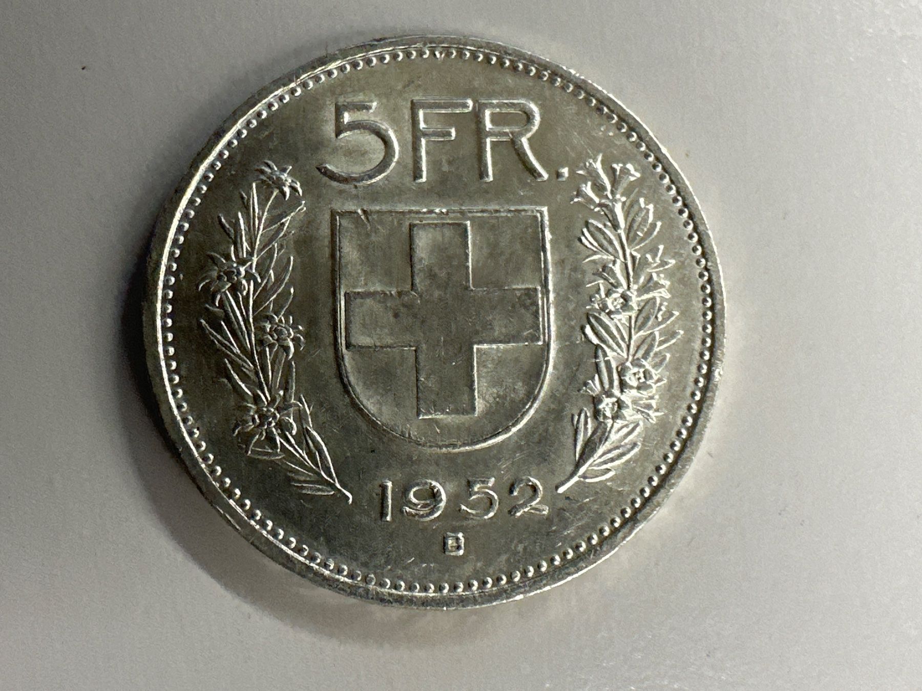 5 Fr. Silber Schweiz 1952 (Gebraucht) in Herisau für CHF 46 – mit ...