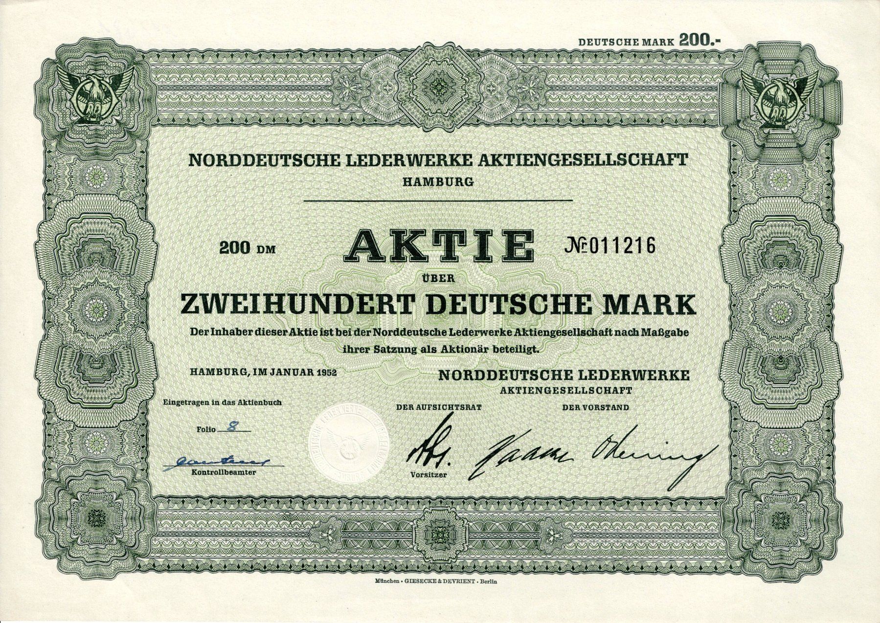 Documenti: Norddeutsche Lederwerke AG Hamburg – Usato da Ittigen venduto da hiwepa