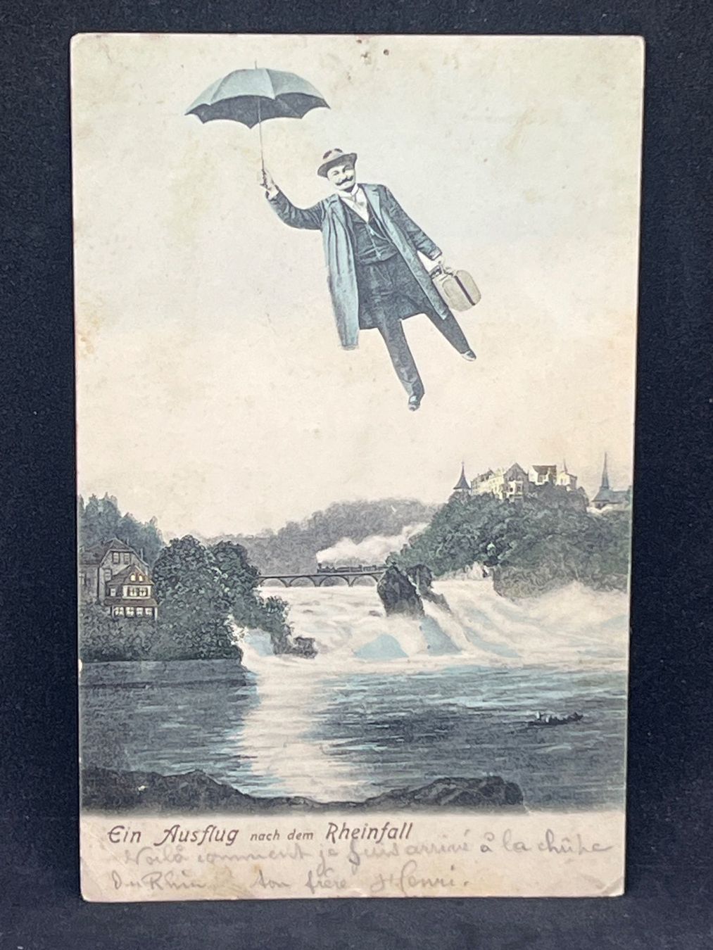 Cartoline postali: Ansichtskarte: Ein Ausflug nach dem Rheinfall – Usato da Widnau venduto da Brusi9