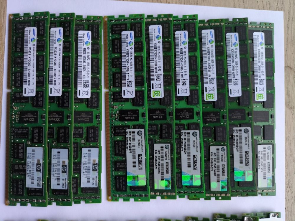 9x HP 8GB 2Rx4 PC3-10600R Server-RAM (72GB Kit), DDR3-1333 E (Gebraucht ...