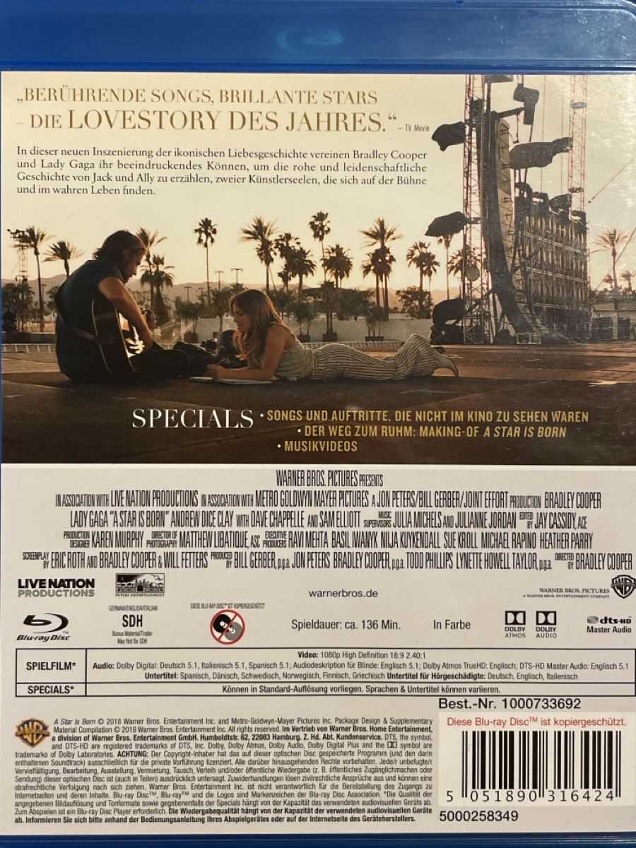 Tutti i DVDs: A Star Is Born (2018) – Nuovo (secondo la descrizione) da Waldenburg venduto da Gonzo8 1