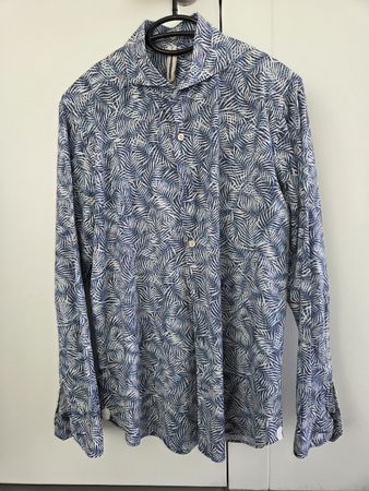 Herren Hemd Langarm blau gemustert Grösse M 