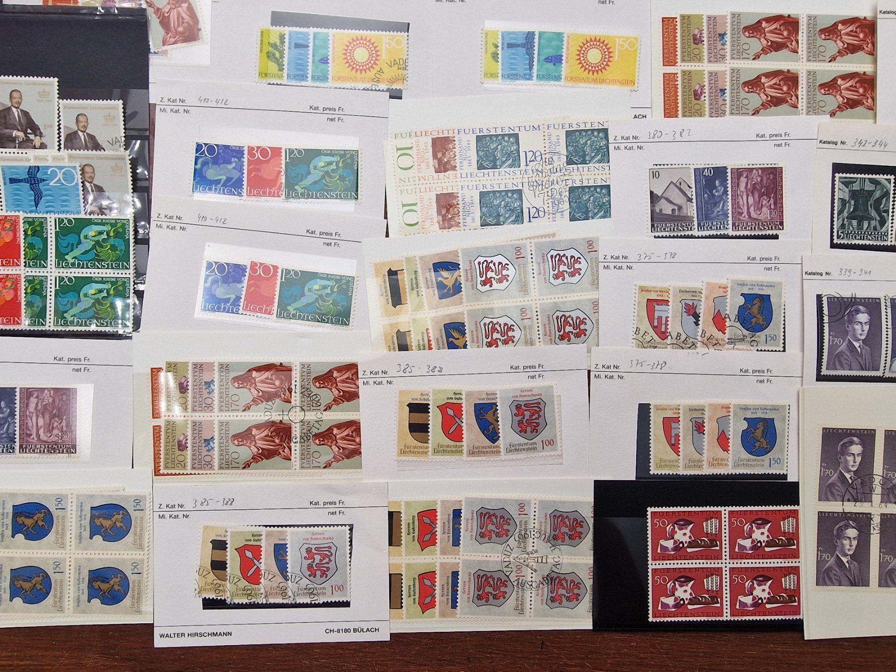 Tutti i francobolli: MEGA LOT FL 357-477 ** & o / einzel & 4-er Blocks + – Usato da Aesch LU venduto da briefmarken.uray 3