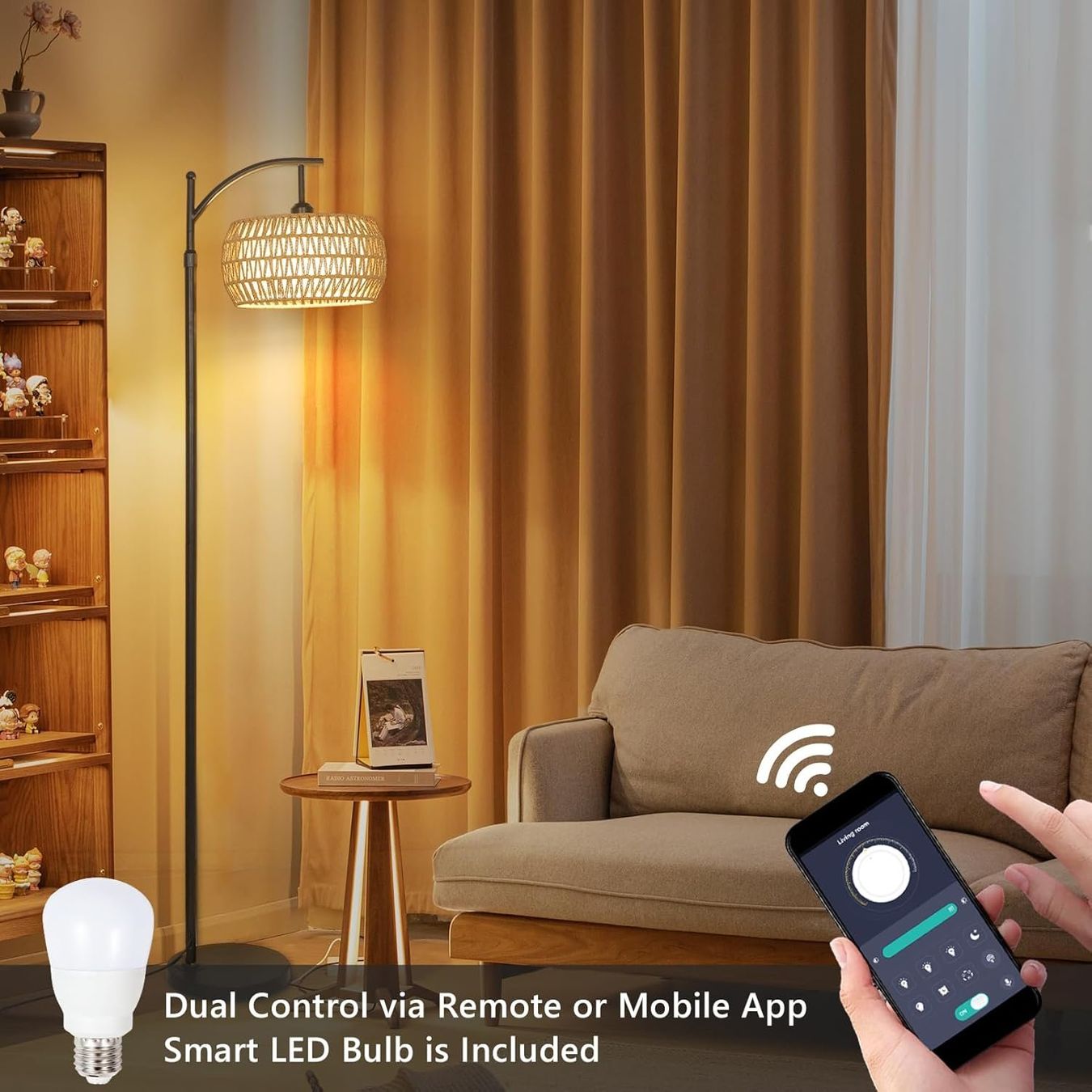 Lampade: Stehlampe Standleuchte Rattan Lampe dimmbar LED E27 Schwarz – Nuovo e nell'imballaggio originale da Wittenbach venduto da VELARO 7