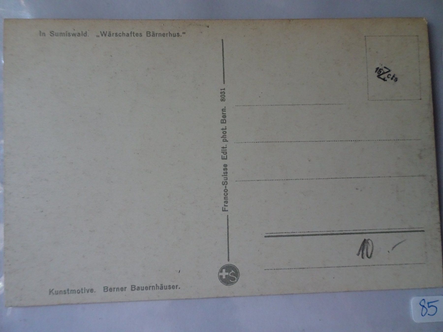 Cartoline postali: Alte Ansichtskarte: Wärschaftes Bärnerhus, Sumiswald. – Usato da Schönenwerd venduto da schnitzunddrunter 1
