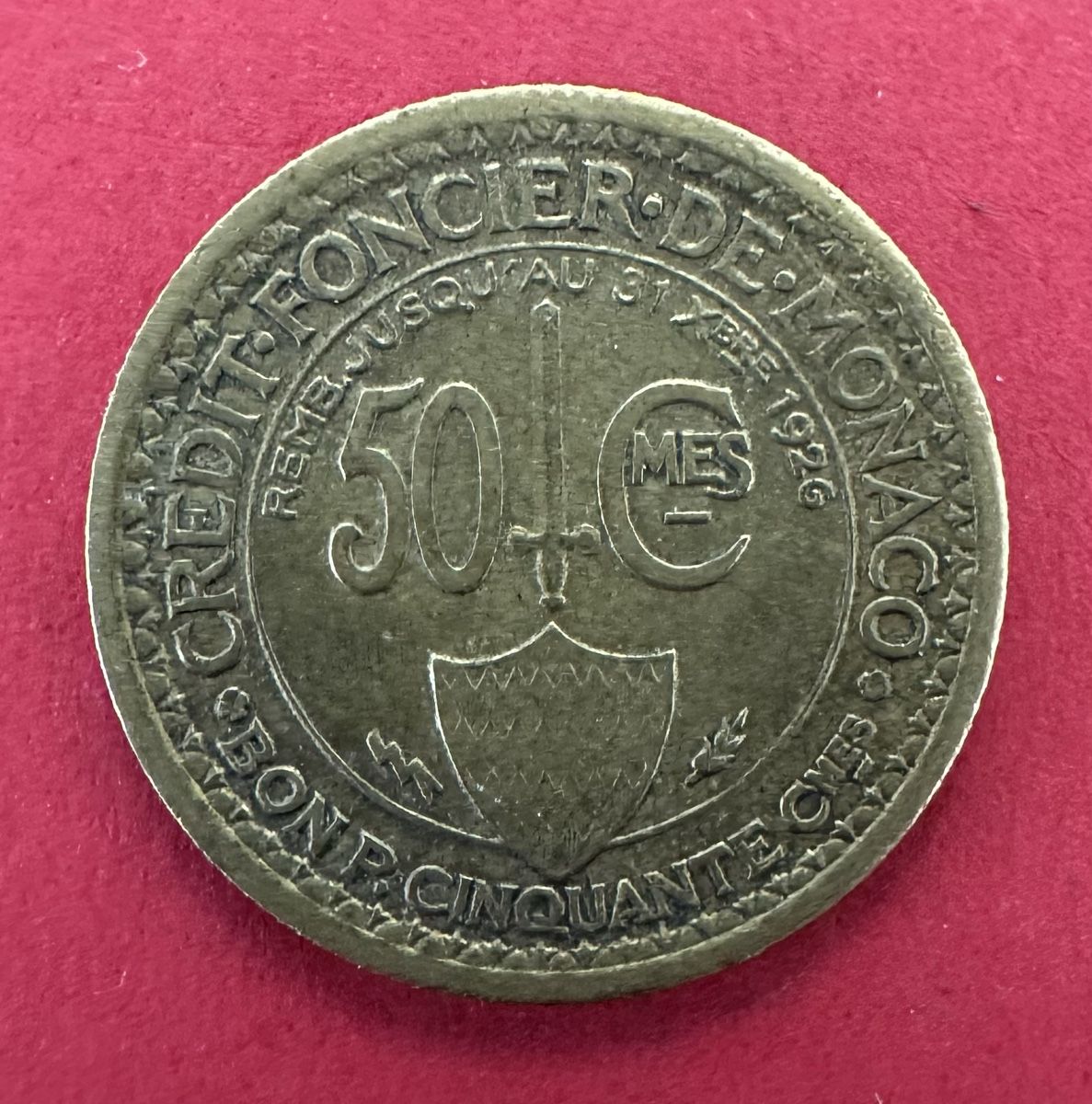 Tutti le monete: 50 CENT MONACO 1924 IN VZ ZUSTAND – Usato da Watt venduto da Coins13
