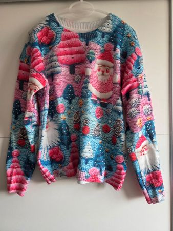 Pull de Noël kitsch avec Père Noël, taille S/M