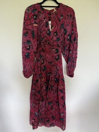 ULLA JOHNSON Helia ruched printed cotton-blend midi dress
