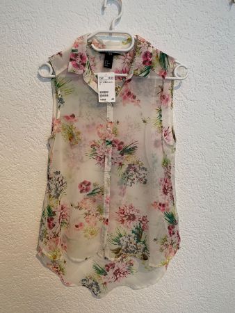 NEU H&M Bluse Top Blumen Gr. 36 / S (mit Etikett)