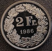 2 Franken 1986 stgl. / aus Münzsatz