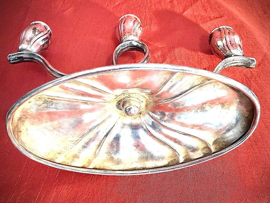 Portacandele: Jugendstil, Kerzenleuchter versilbert. – Usato da Fahrwangen venduto da Dirk.Gerlach 4