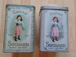 2 antike Suchard Cacao Blechdosen (um 1900) – Jugendstil !!!