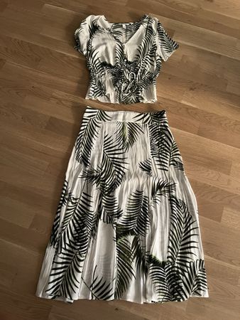 Bluse und Rock Set Palmenmuster